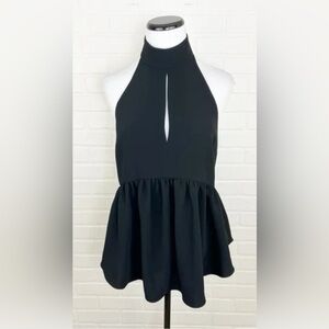 Elizabeth and James Perth Halter Neck Peplum Top – Black – Size XS